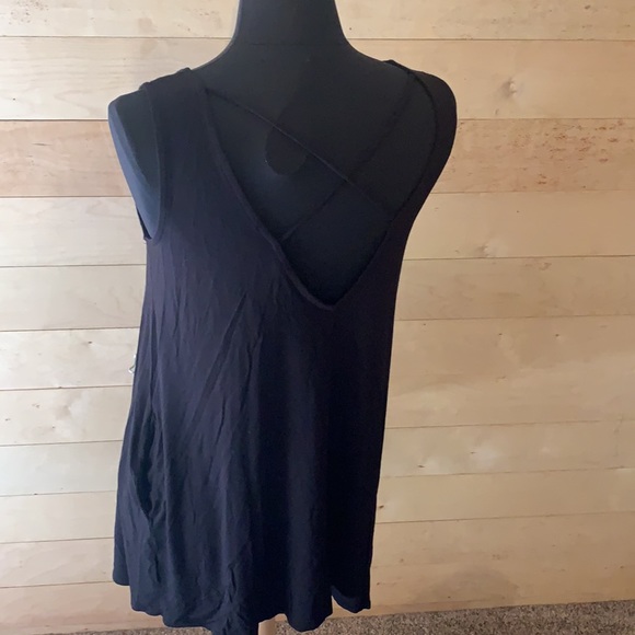 Lulus Flowy Black Cross Back Dress w/ Pockets Medium - Picture 2 of 2